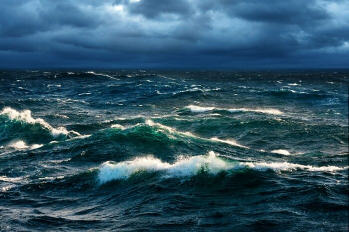 Rough seas on stormy night