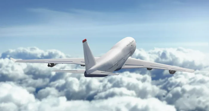 Jet flying above the clouds