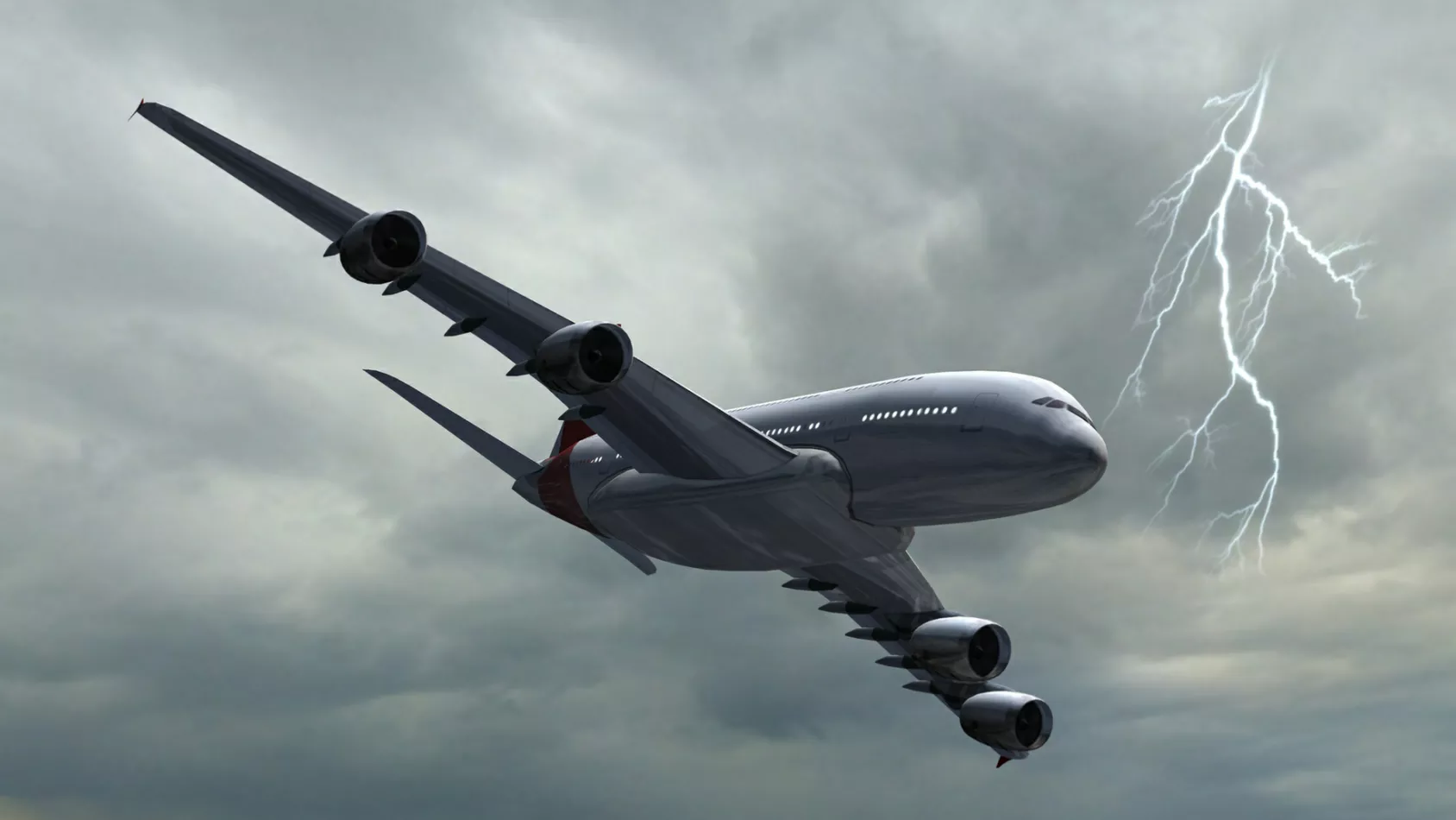 Plane flying in electrical storm