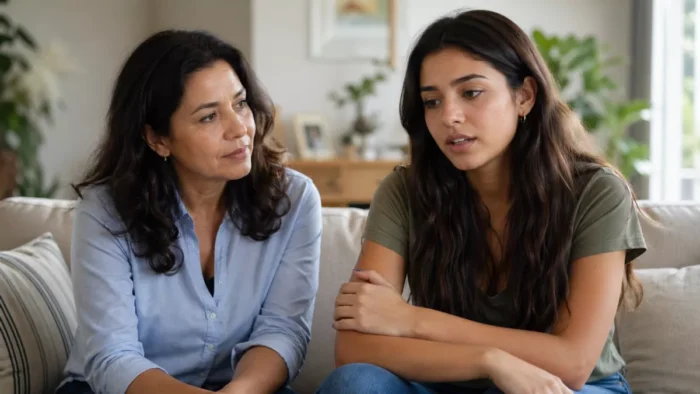 Mother discussing therapy with youg adult daughter